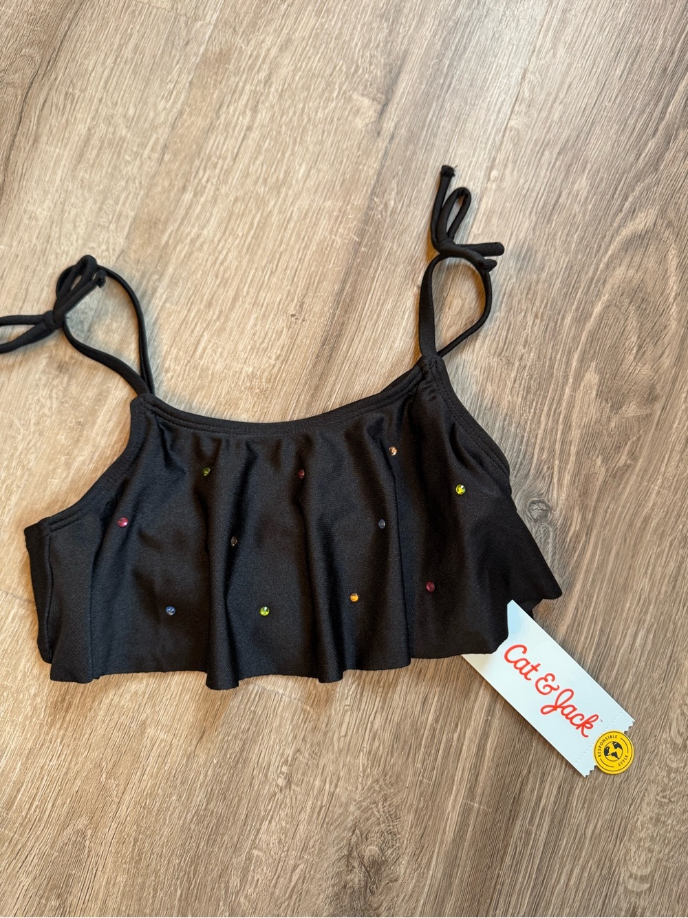 Cat & Jack Black Ruffle Bikini Swim Top